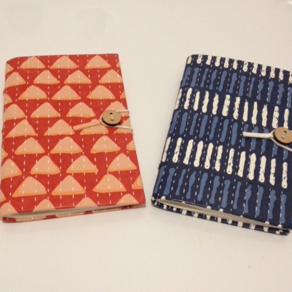 Pier 1 Set/2 Small Notebooks blue orange Journals 4x6" 50 blank pages ea NEW NWT
